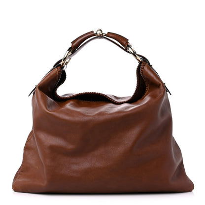 Gucci Calfskin Large Horsebit Chain Hobo Brown 1 of 18
