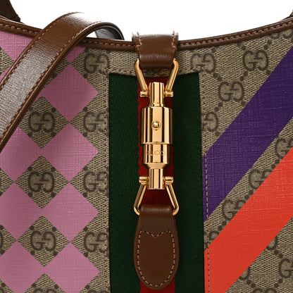 Gucci GG Supreme Monogram Azalea Calfskin Print Web Small Jackie 1961 Hobo Multicolor 8 of 10