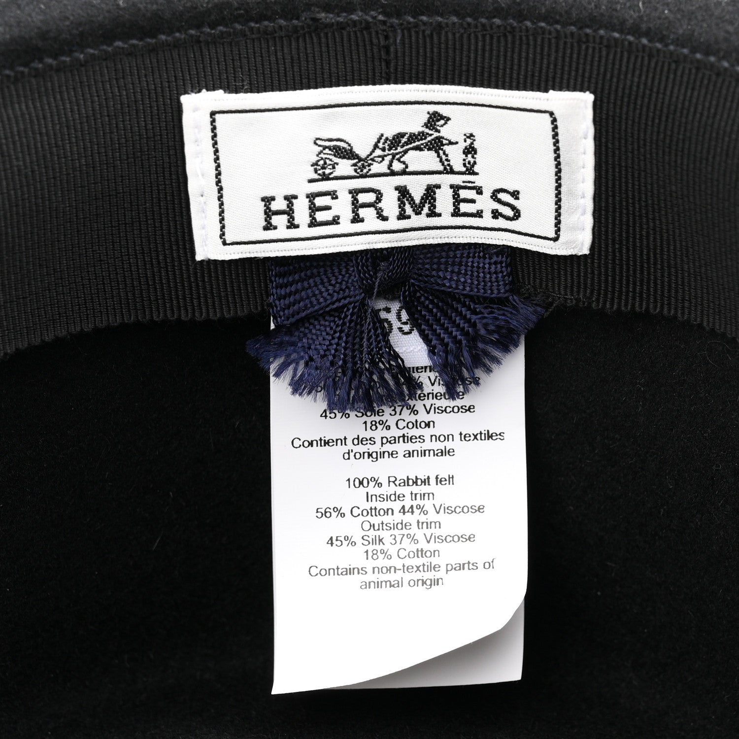 Hermes Rabbit Felt Dakota Love Hat 59 Black 16 of 16