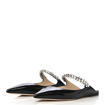 Jimmy Choo Patent Calfskin Bing Flats 38 Black 2 of 8