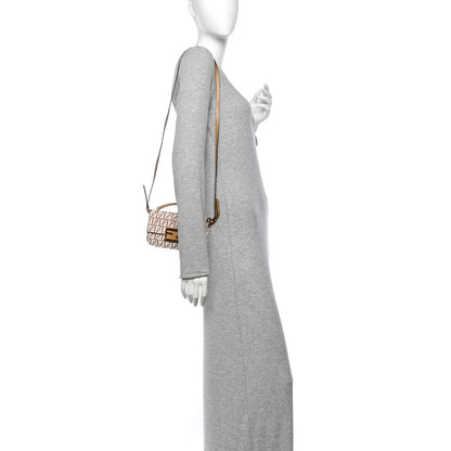 Fendi Raffia Chenille Vitello FF Phone Baguette  Naturale White 2 of 10