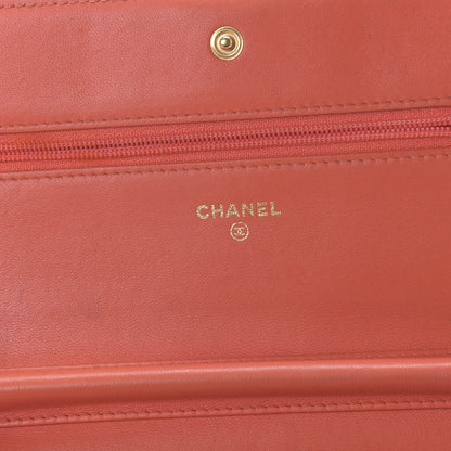 Chanel Lambskin Quilted Boy Wallet On Chain WOC Orange 8 of 11