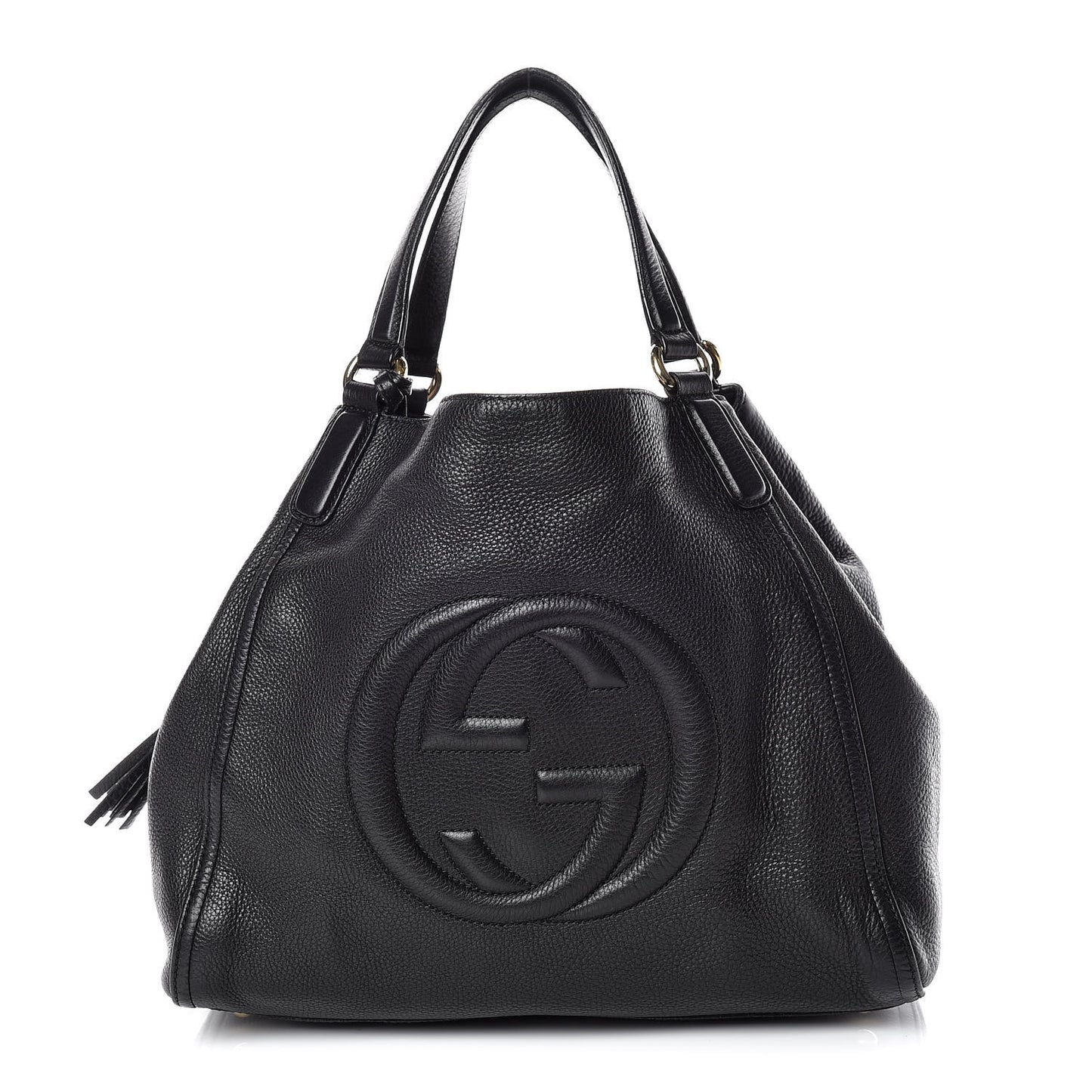 Pebbled Calfskin Medium Soho Shoulder Bag Black