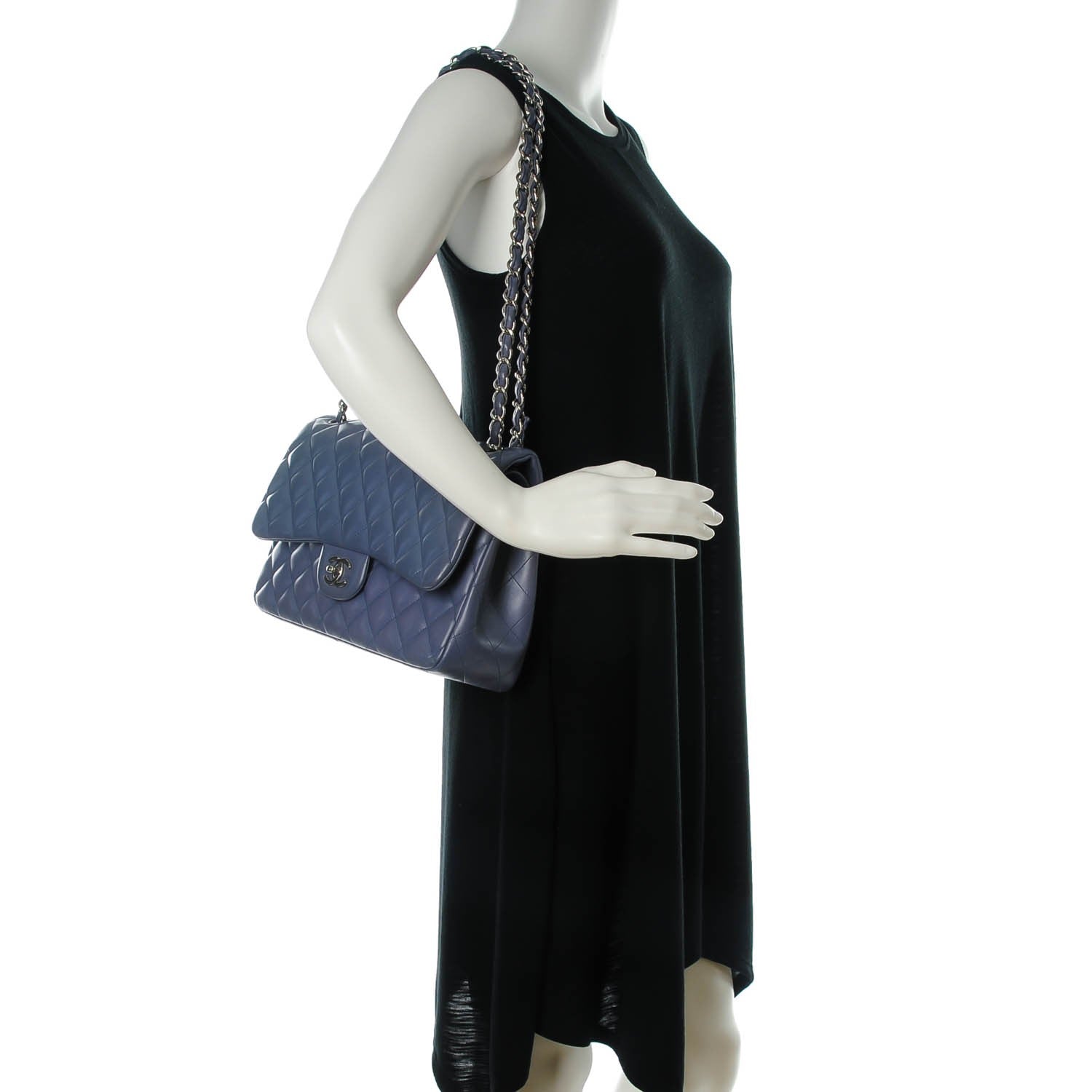 Chanel Lambskin Quilted Jumbo Double Flap Blue 2 of 15