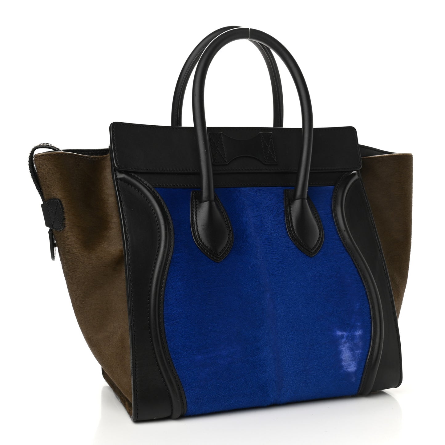 Pony Hair Mini Tri-Color Luggage Royal Blue