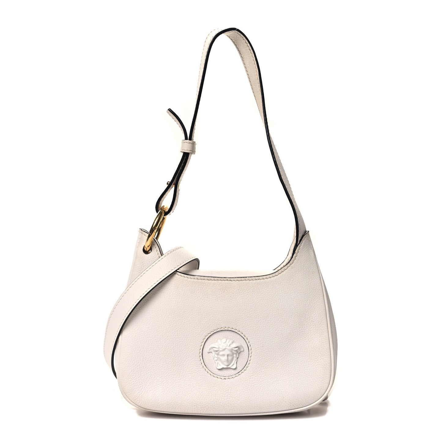 Calfskin La Medusa Small Hobo Crossbody Optical White