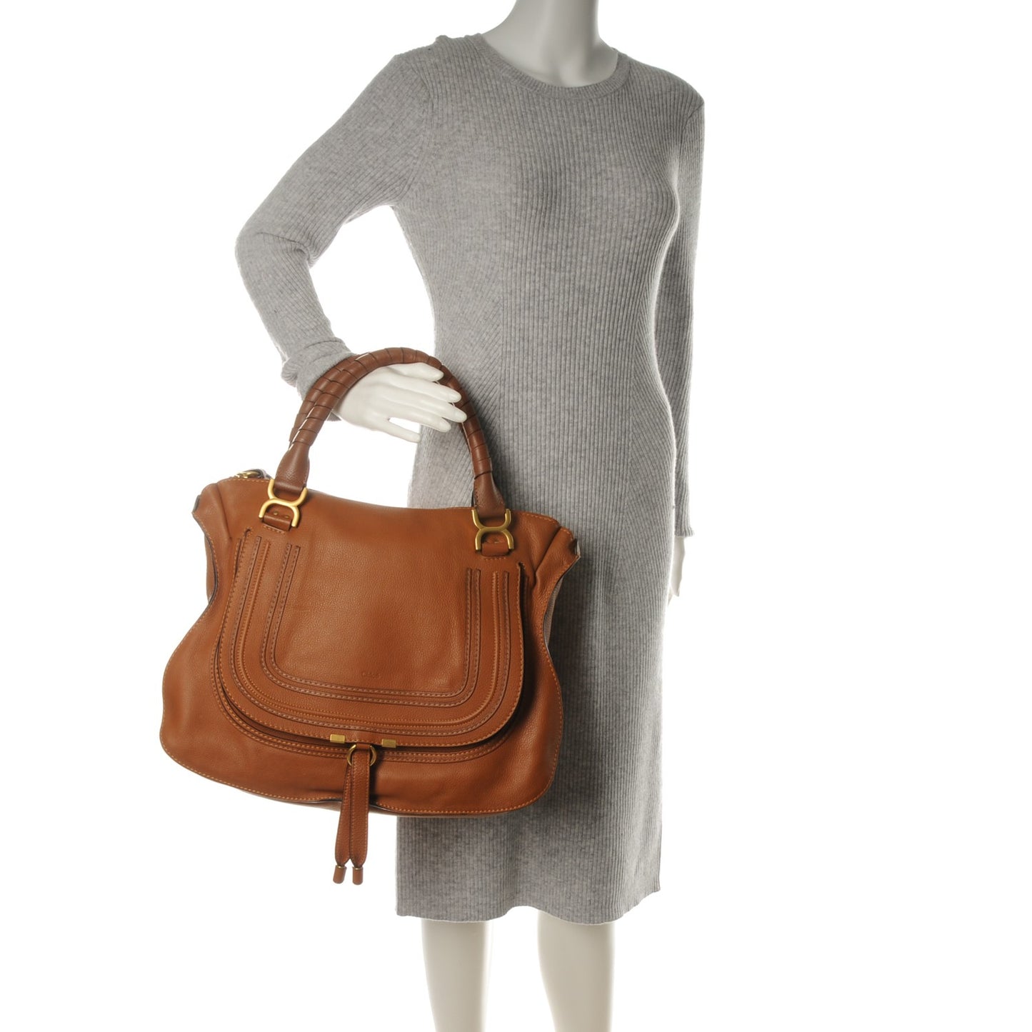 Calfskin Large Marcie Satchel Tan