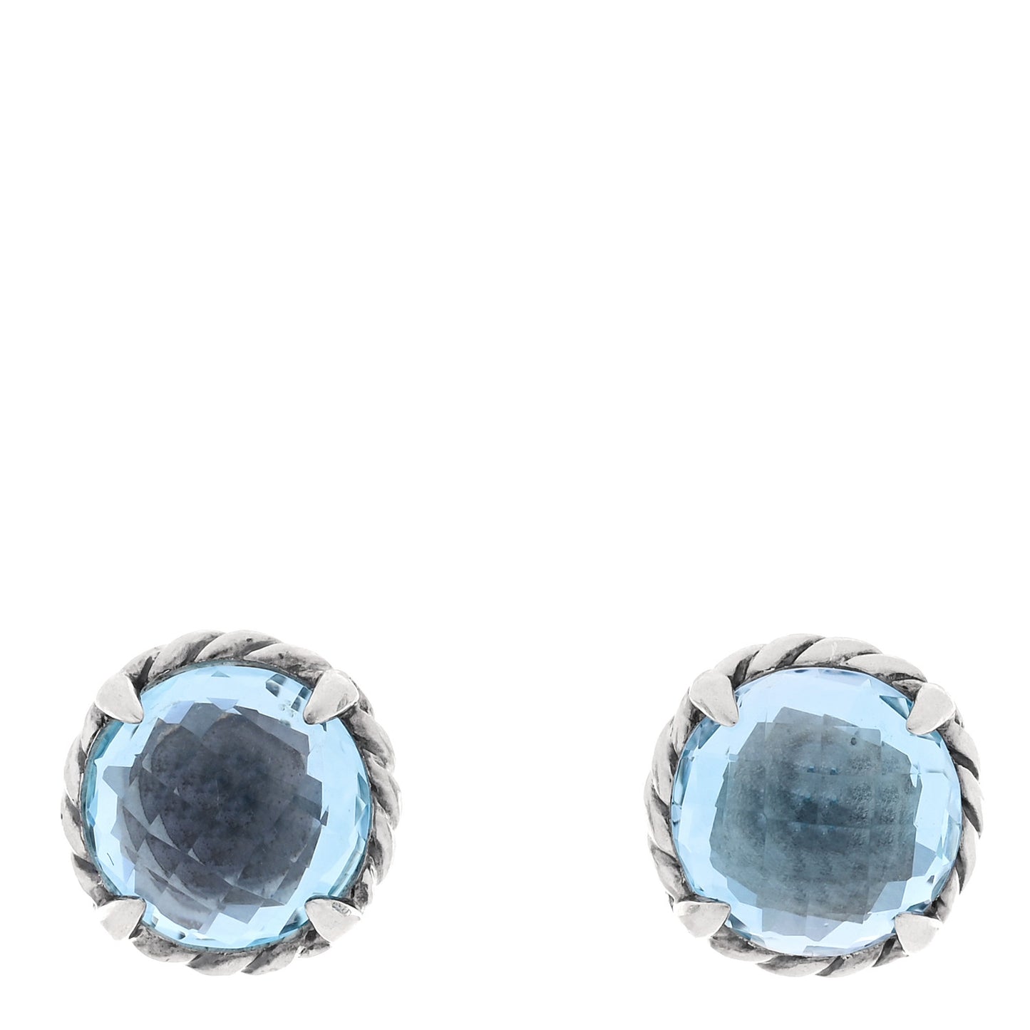 Sterling Silver Blue Topaz 8mm Chatelaine Earrings