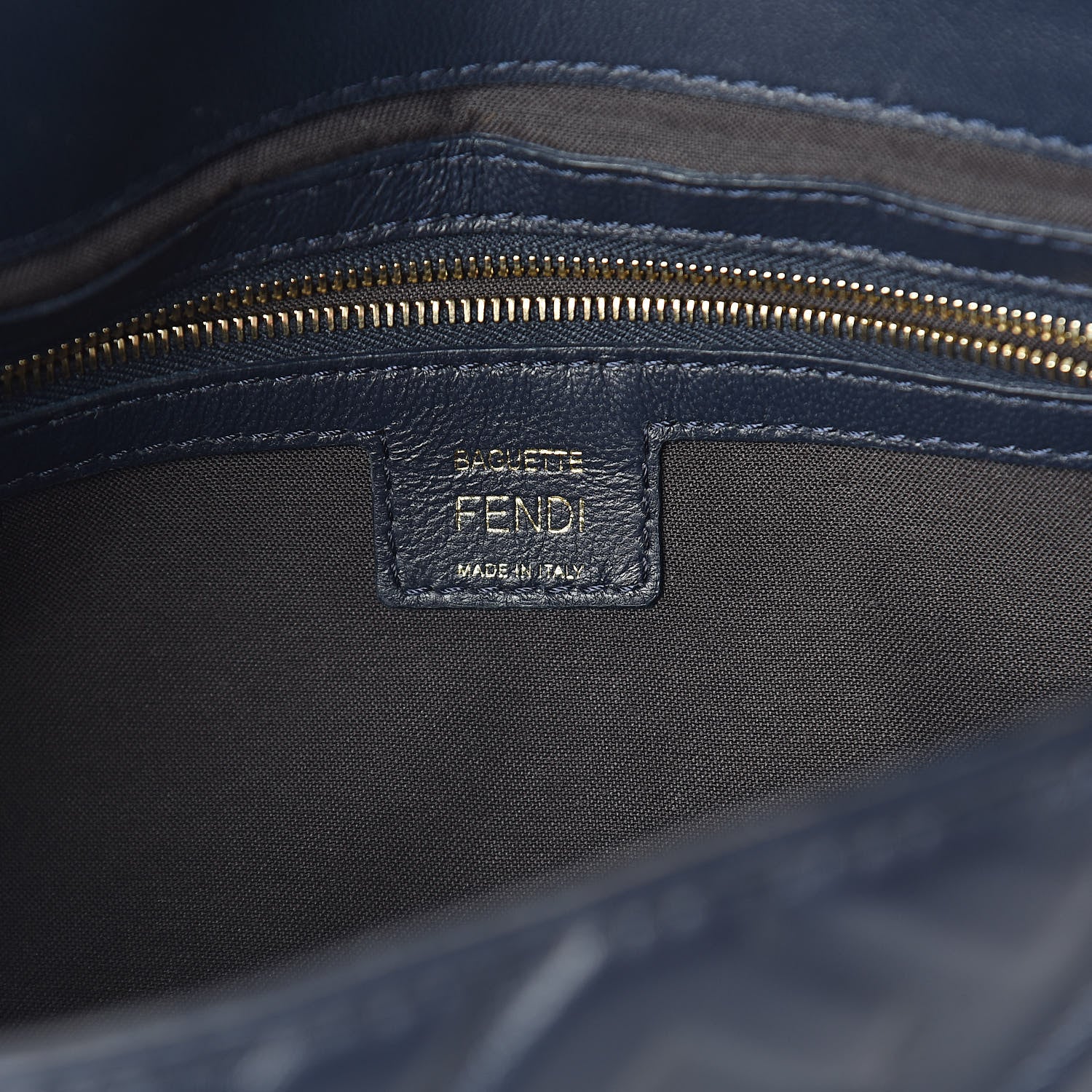 Fendi Nappa FF 1974 Embossed Baguette Midnight 6 of 11