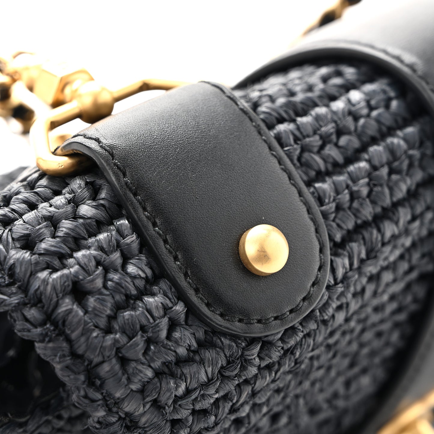 Straw Raffia Shoulder Bag Navy Blue