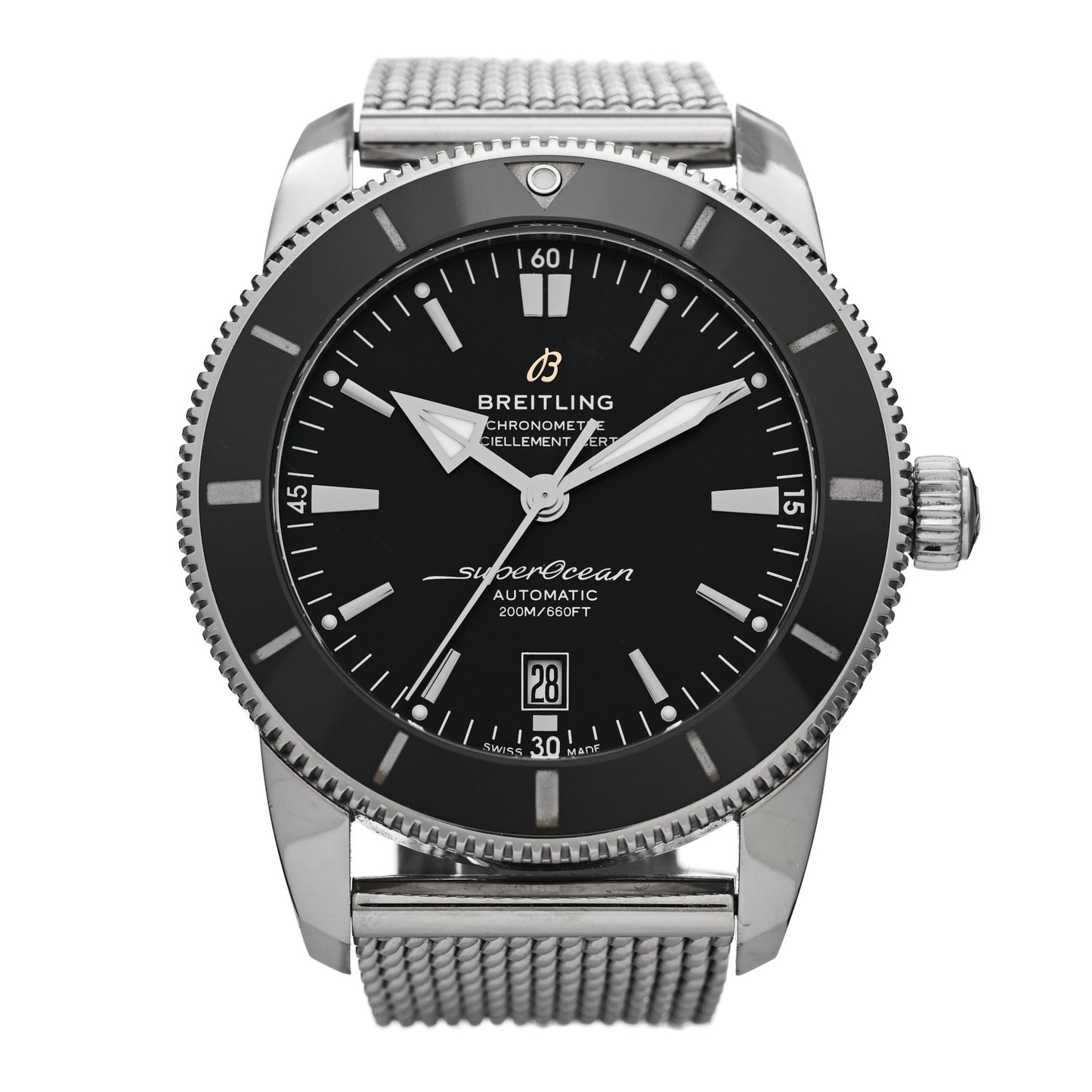 Stainless Steel 44mm Superocean Heritage II B20 Automatic Watch Black AB2020121B1A1