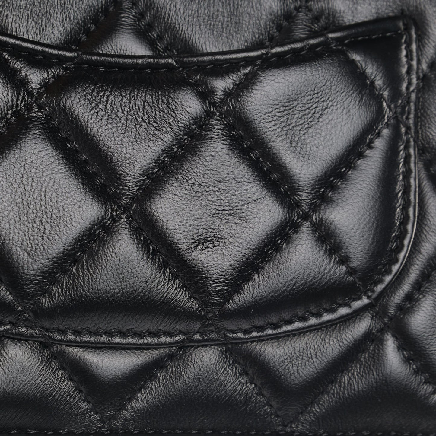 Shiny Lambskin Quilted Mini Flap Black