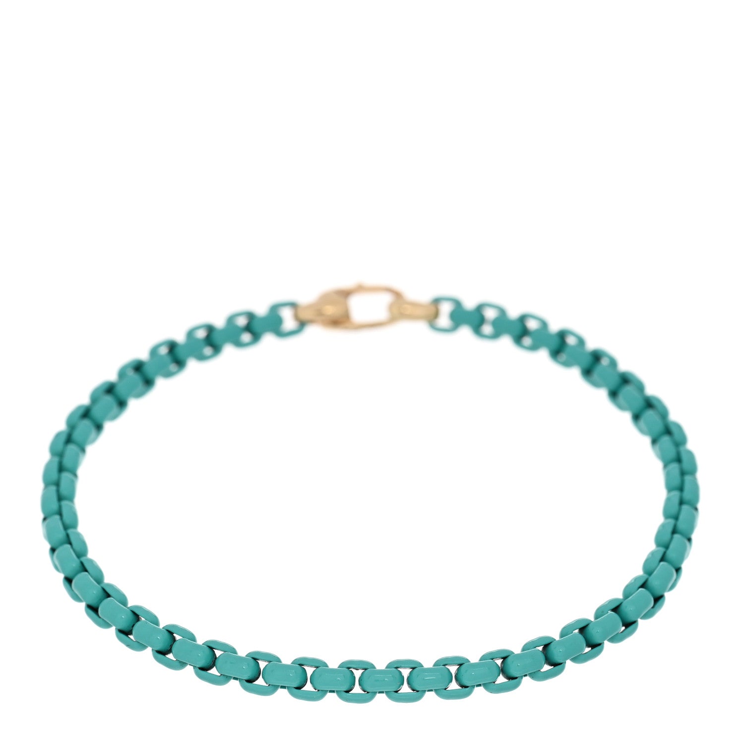 David Yurman Stainless Steel 14K Yellow Gold Acrylic Bel Aire 4mm Chain Bracelet Turquoise 1 of 3