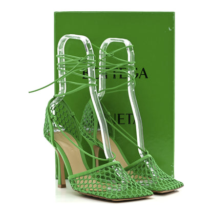 Bottega Veneta Mesh Nappa Stretch Ankle Tie 90mm Sandals 38 Grass 9 of 9