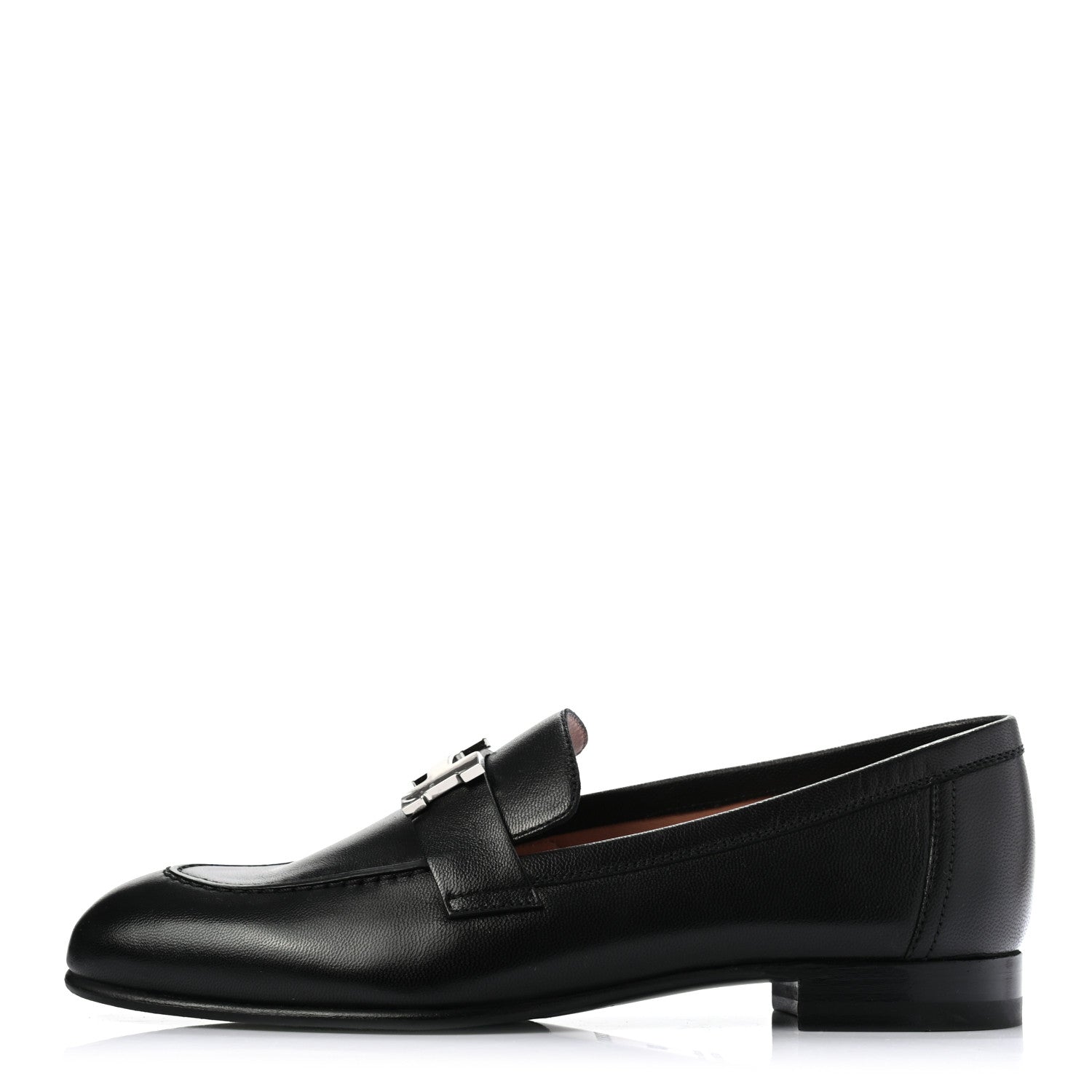 Hermes Goatskin Womens Paris Loafers 37 Black 1 of 8