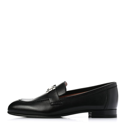 Hermes Goatskin Womens Paris Loafers 37 Black 1 of 8