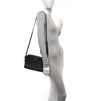 Prada Saffiano City Calfskin Esplanade Crossbody Bag Black 2 of 9