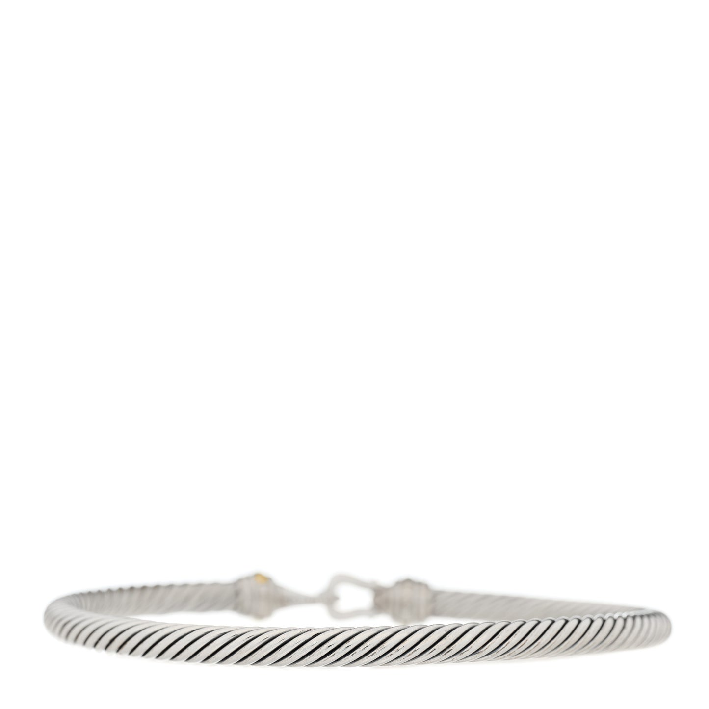 Sterling Silver 18K Yellow Gold 4mm Cable Buckle Bracelet