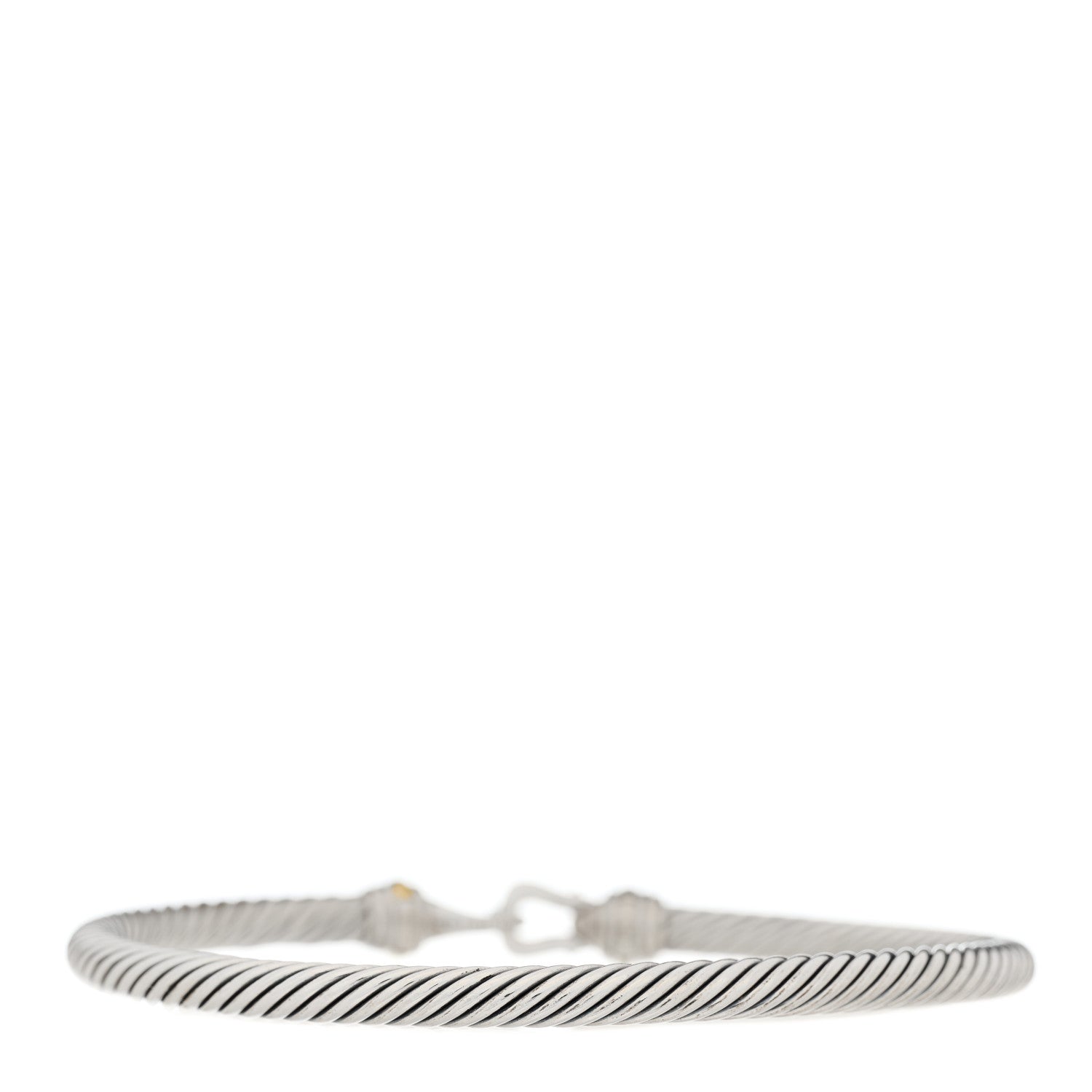David Yurman Sterling Silver 18K Yellow Gold 4mm Cable Buckle Bracelet 2 of 3