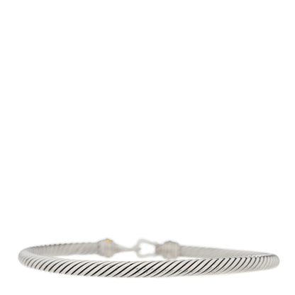 David Yurman Sterling Silver 18K Yellow Gold 4mm Cable Buckle Bracelet 2 of 3