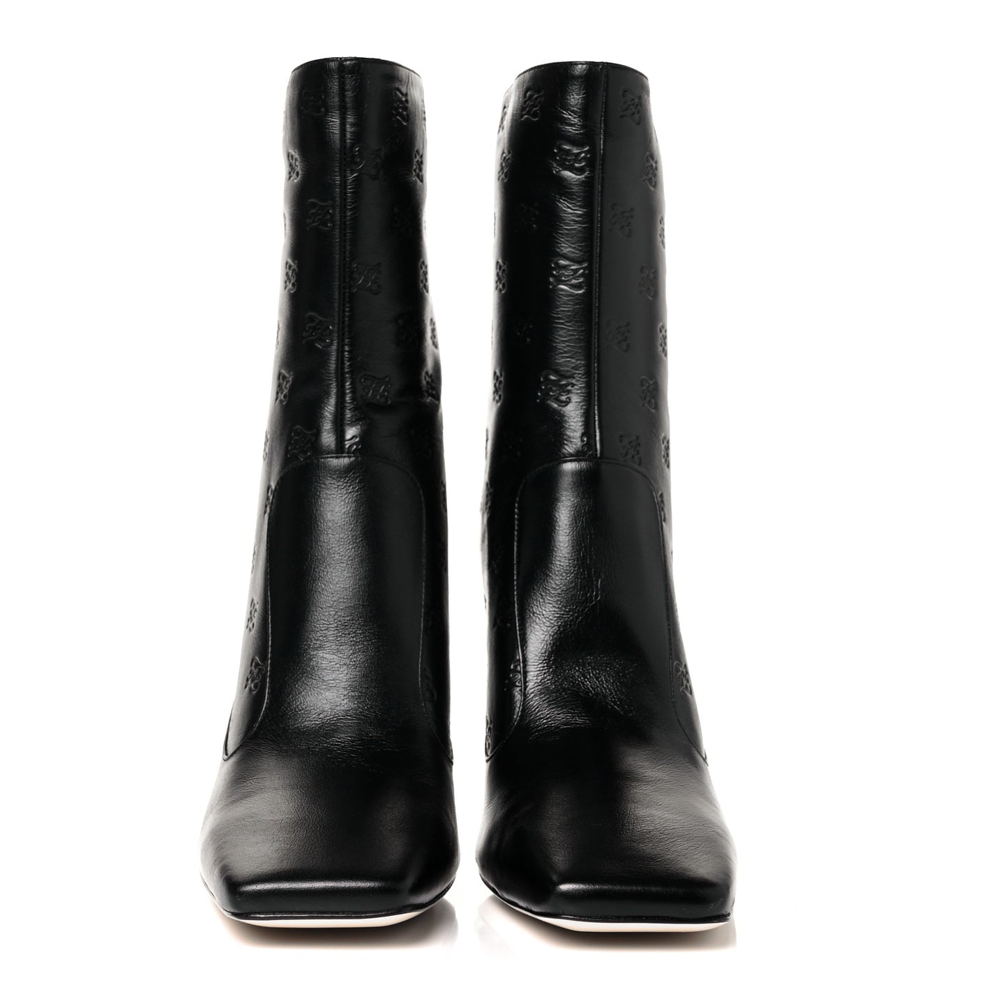 Vitello Karligraphy Embossed FFreedom High Heel Ankle Boots 40 Black
