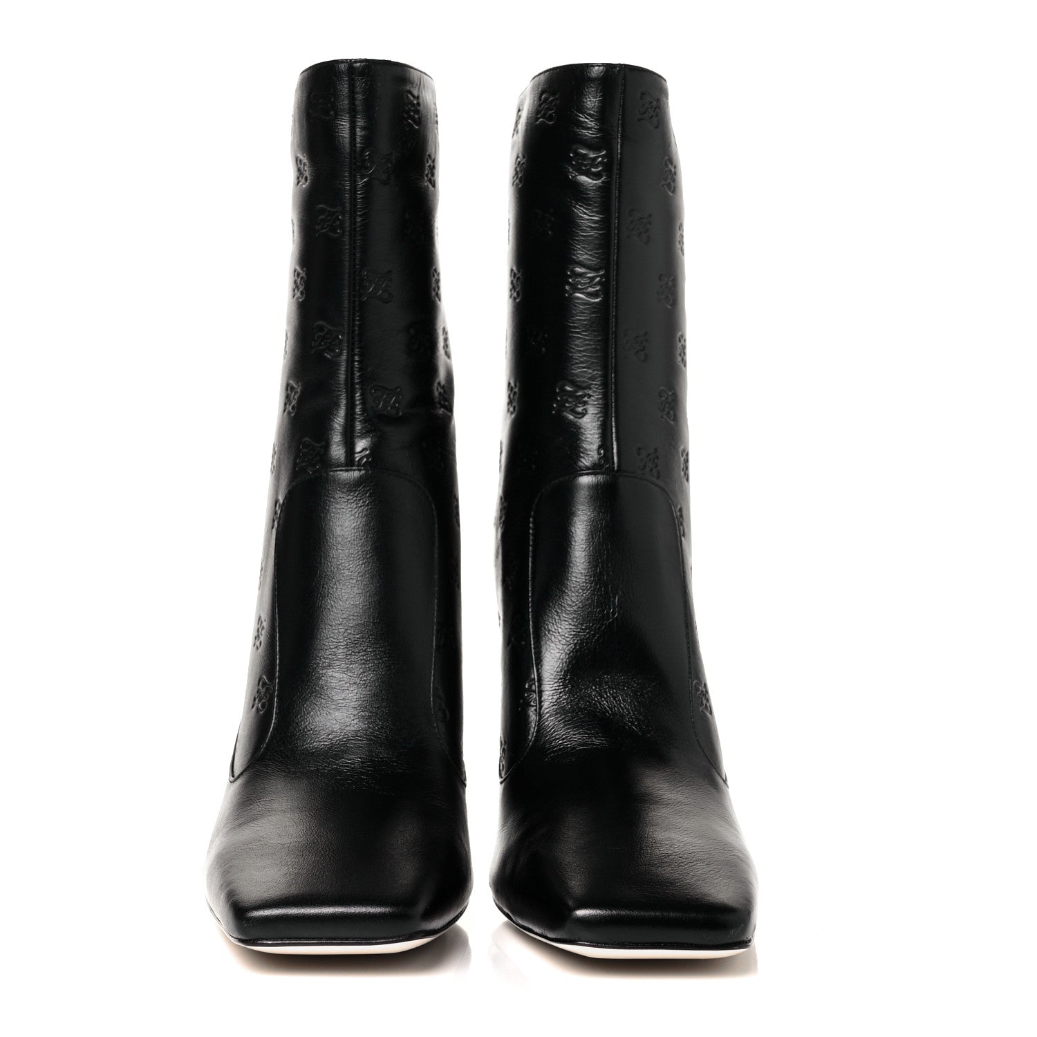 Fendi Vitello Karligraphy Embossed FFreedom High Heel Ankle Boots 40 Black 2 of 6