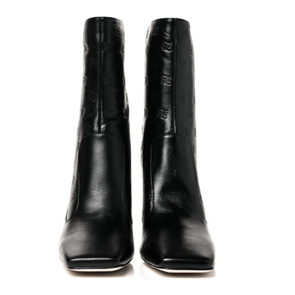 Fendi Vitello Karligraphy Embossed FFreedom High Heel Ankle Boots 40 Black 2 of 6