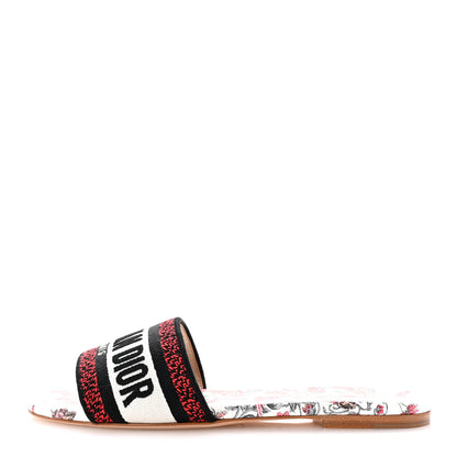 Christian Dior Canvas Embroidered Dioramour Dway Mules Slide Sandals 37 Multicolor 1 of 10