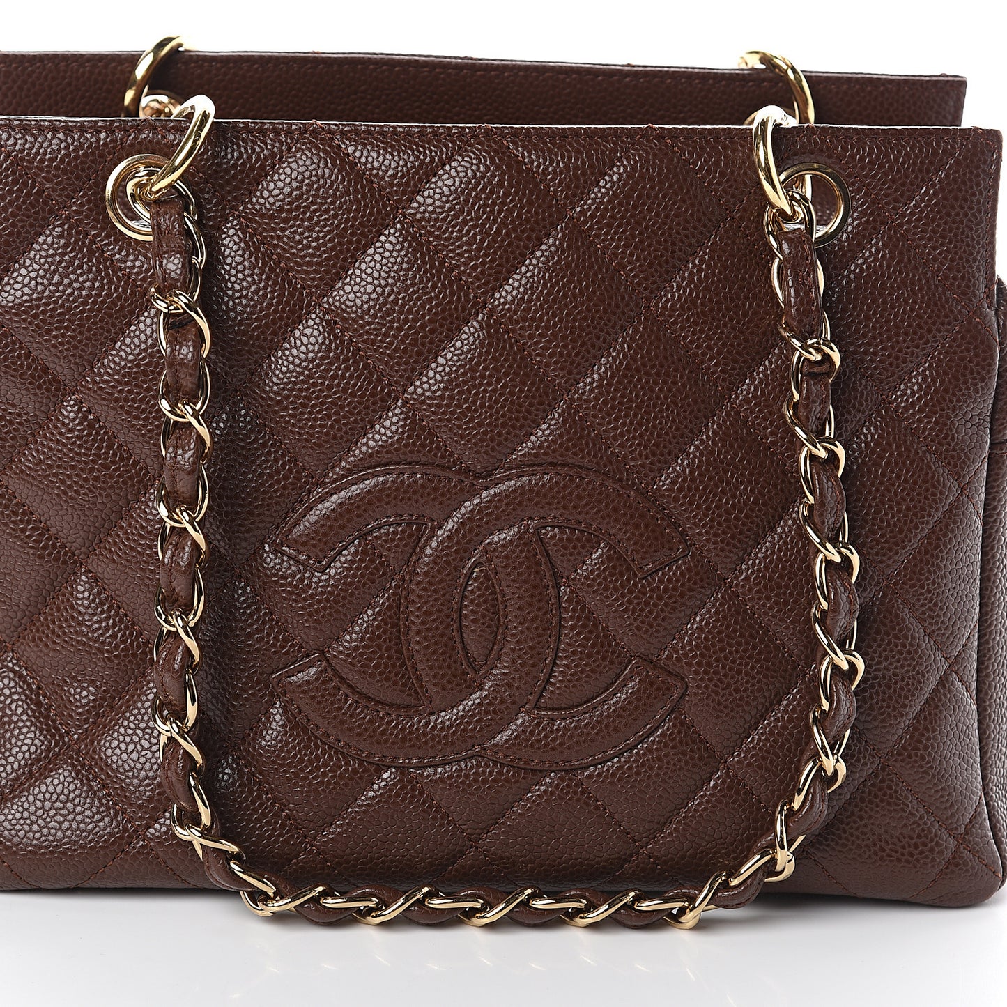 Caviar Quilted Petit Timeless Tote PTT Brown