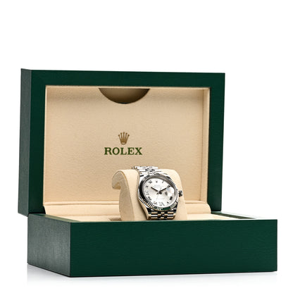 Rolex Stainless Steel 18K White Gold Diamond 36mm Oyster Perpetual Datejust Watch Silver Roman 126234 5 of 5