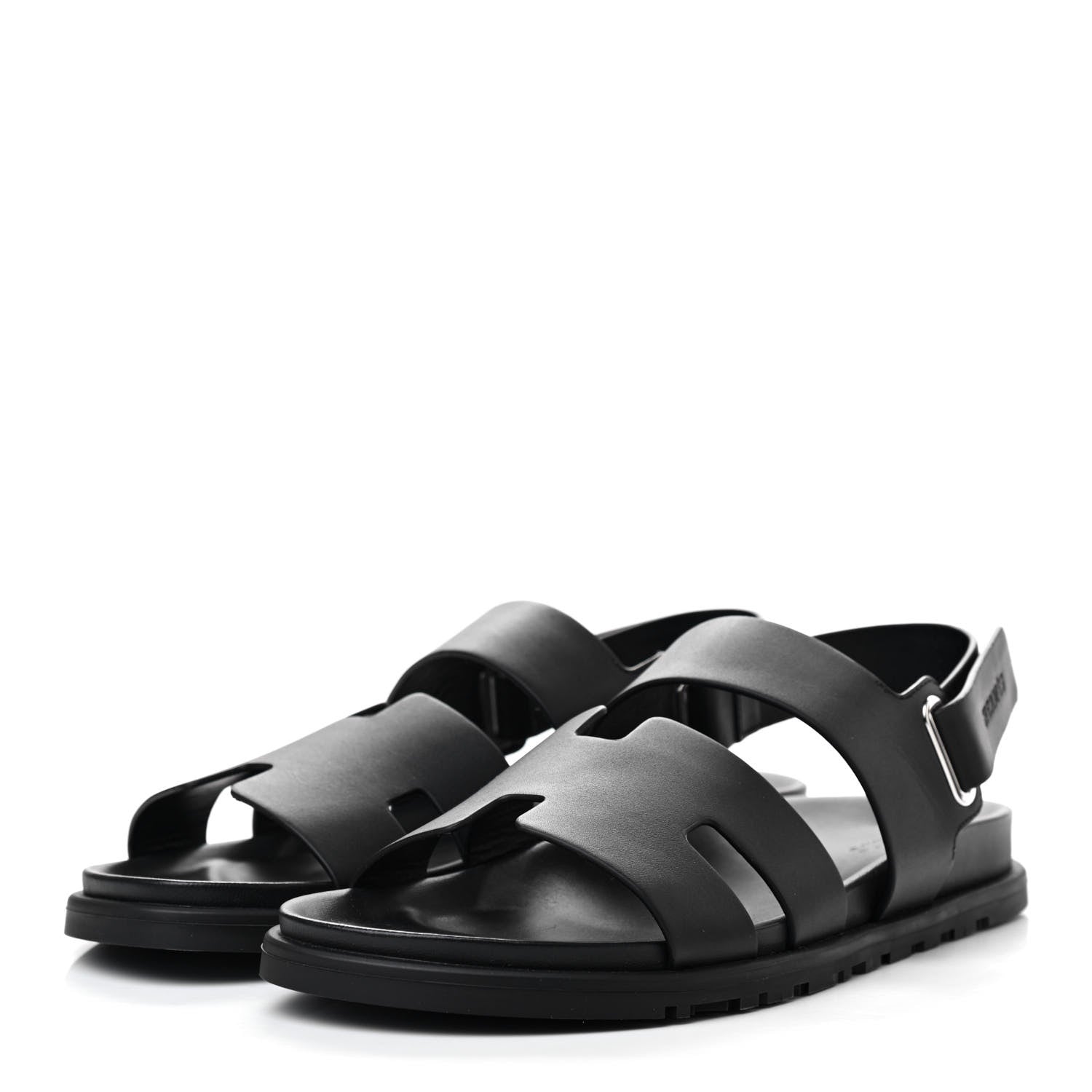 Hermes Calfskin Mens Takara Sandals 42 Black 3 of 8