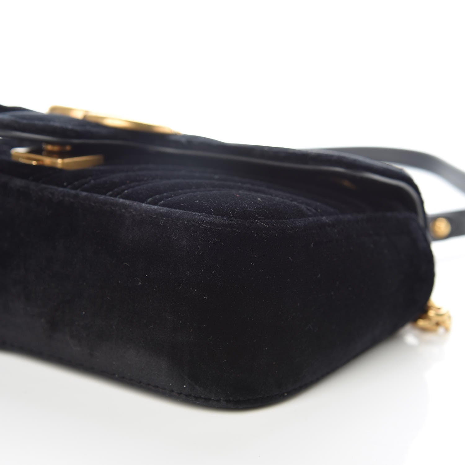Gucci Velvet Matelasse Mini GG Marmont Shoulder Bag Black 10 of 10