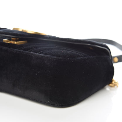 Gucci Velvet Matelasse Mini GG Marmont Shoulder Bag Black 10 of 10