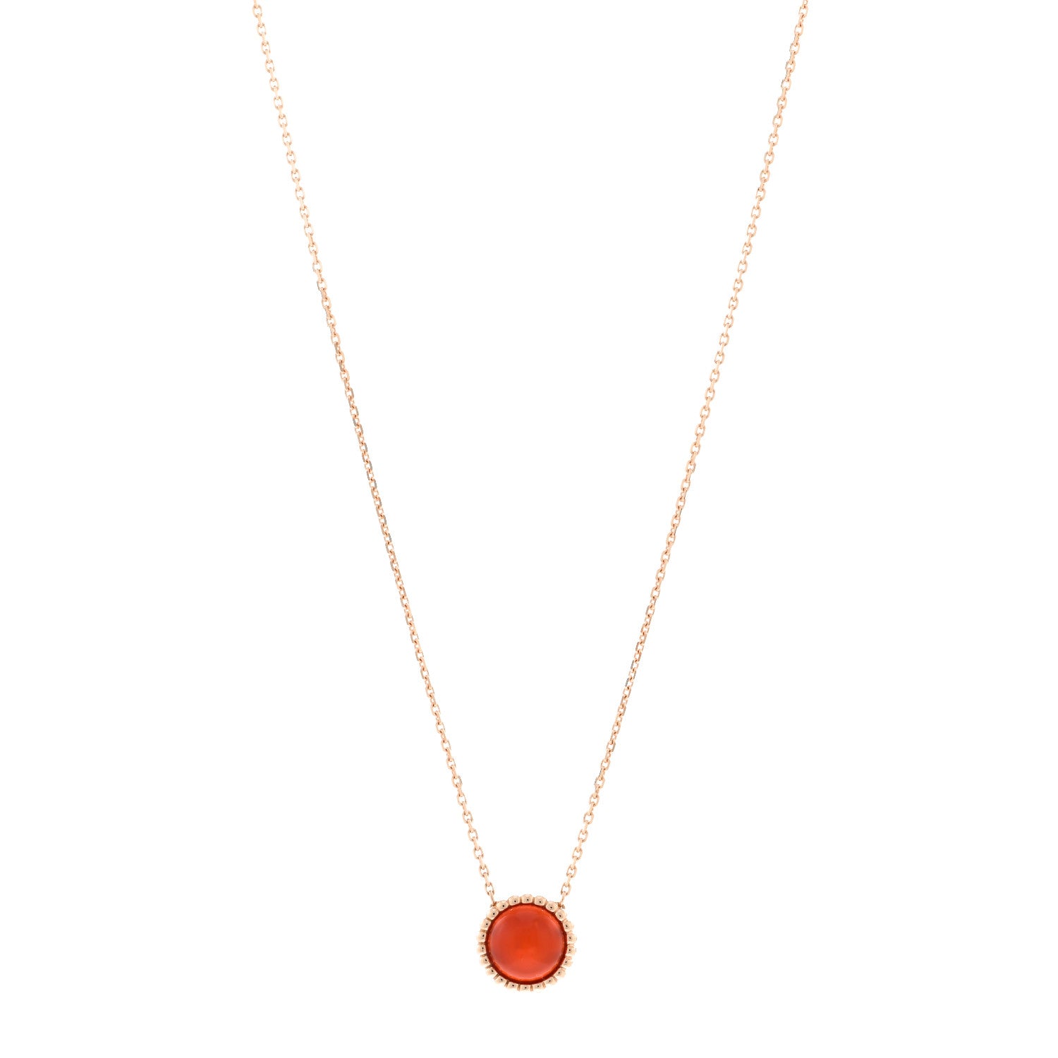 Van Cleef & Arpels 18K Rose Gold Carnelian Perlee Couleurs Pendant Necklace 1 of 4
