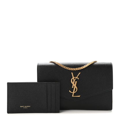 Saint Laurent Grain De Poudre Uptown Chain Wallet Black 1 of 7