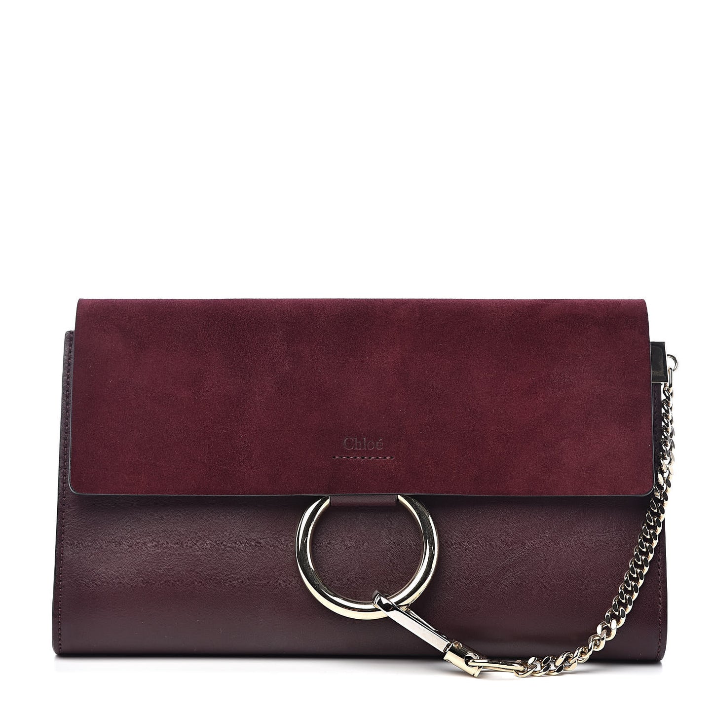 Suede Calfskin Faye Clutch Dark Purple