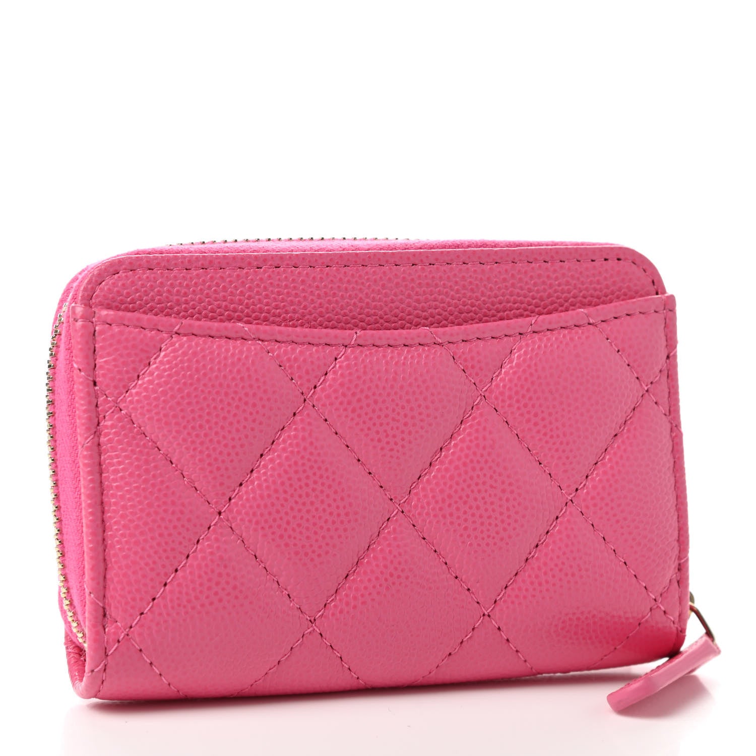 Chanel Caviar Quilted Zip Coin Purse Pink 3 of 8