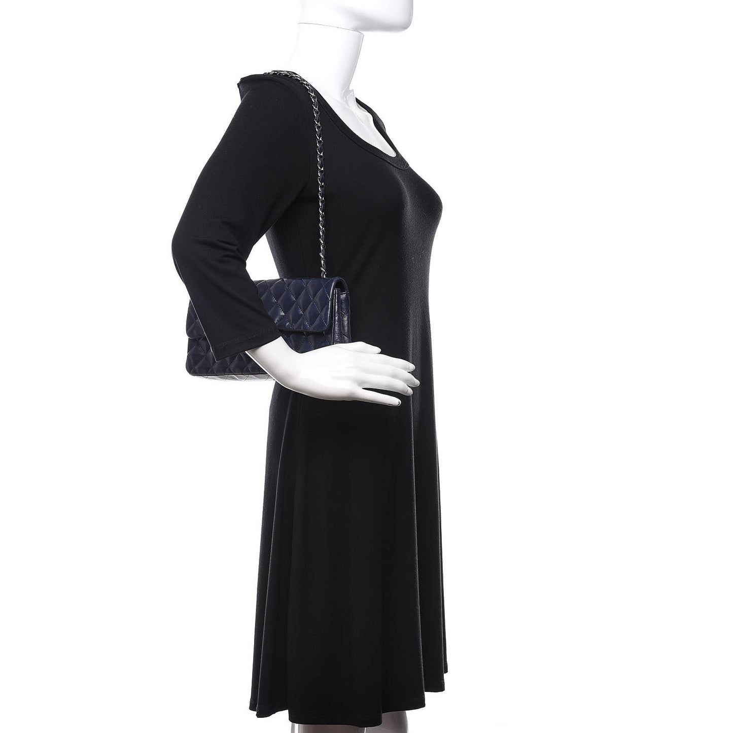 Lambskin Quilted East West Flap Navy