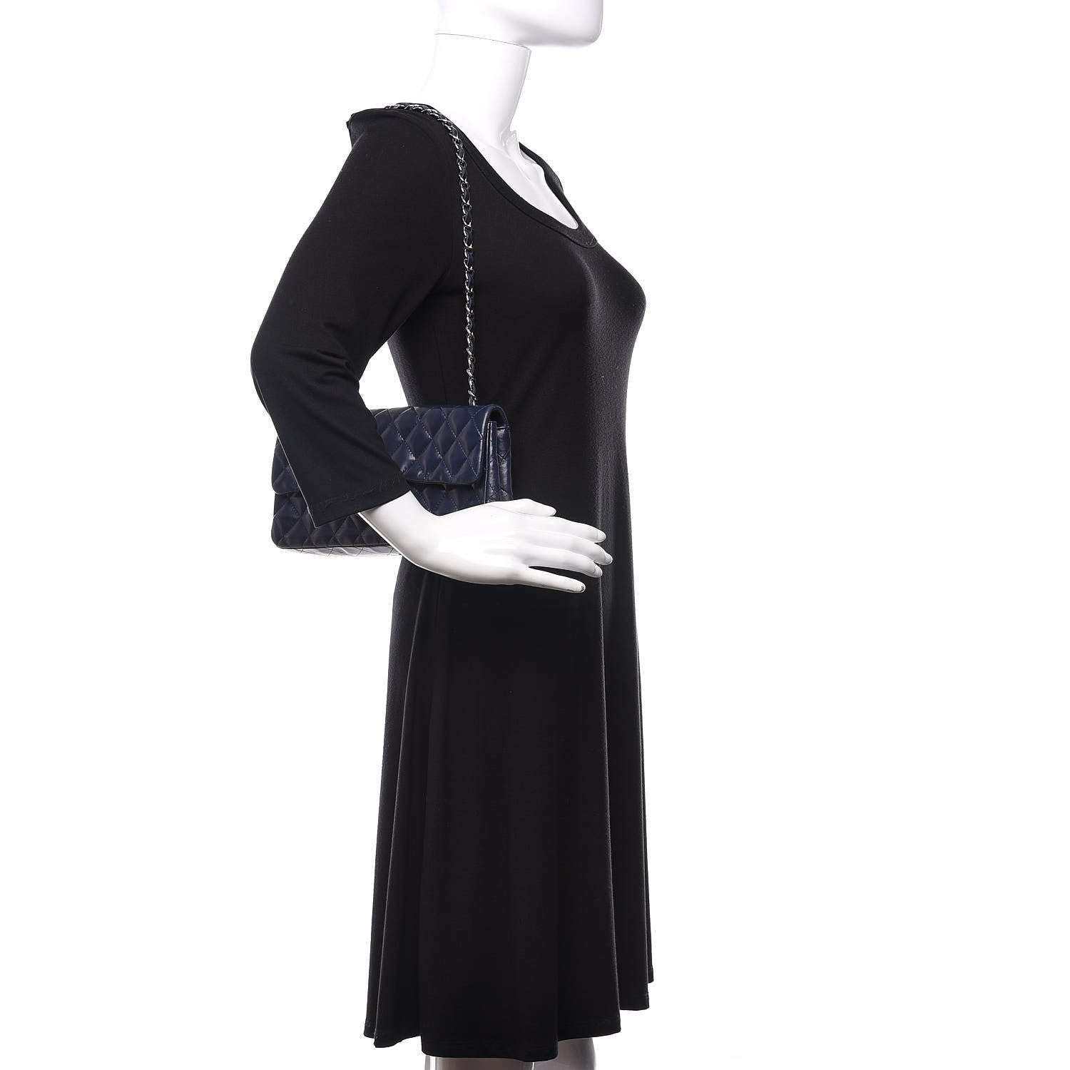 Chanel Lambskin Quilted East West Flap Navy 2 of 10