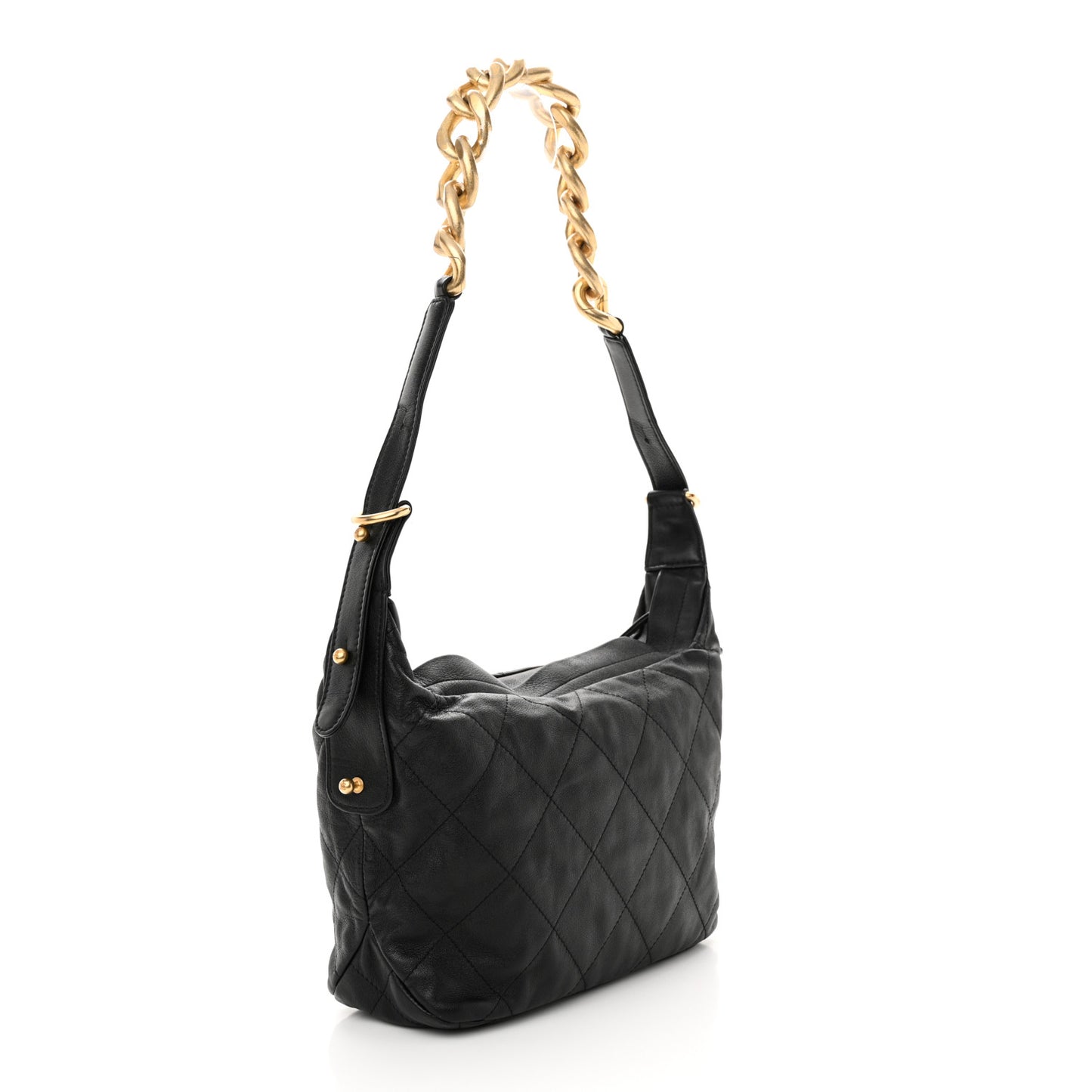 Calfskin Quilted Daily Hobo Black