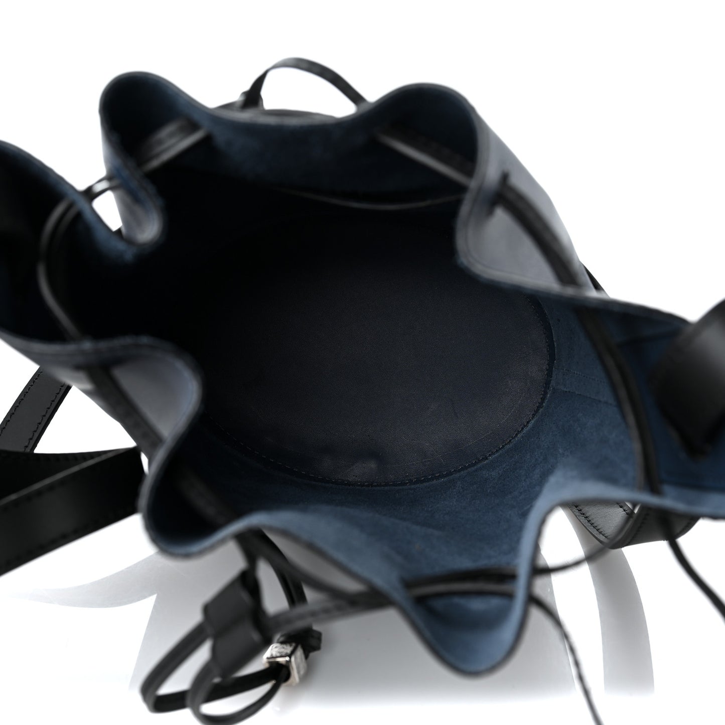 Calfskin Small Balloon Bucket Bag Indigo Dye Black