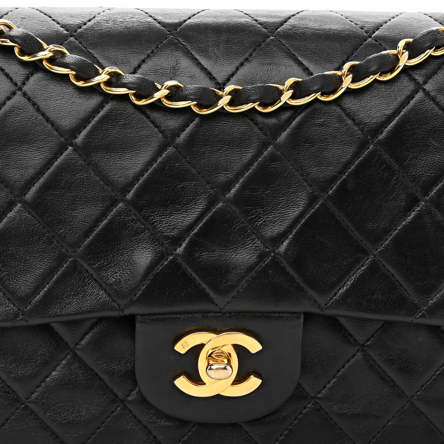 Chanel Lambskin Quilted Medium Double Flap Black 7 of 9