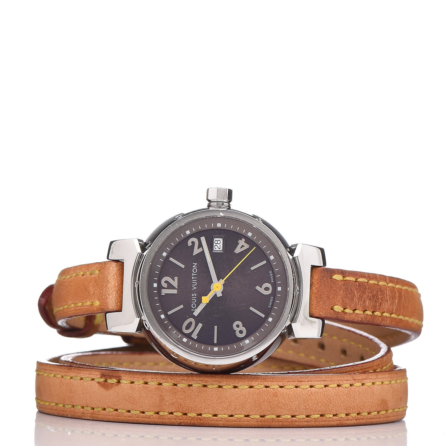 Stainless Steel Vachetta 28mm Tambour Triple Wrap Quartz Watch Brown