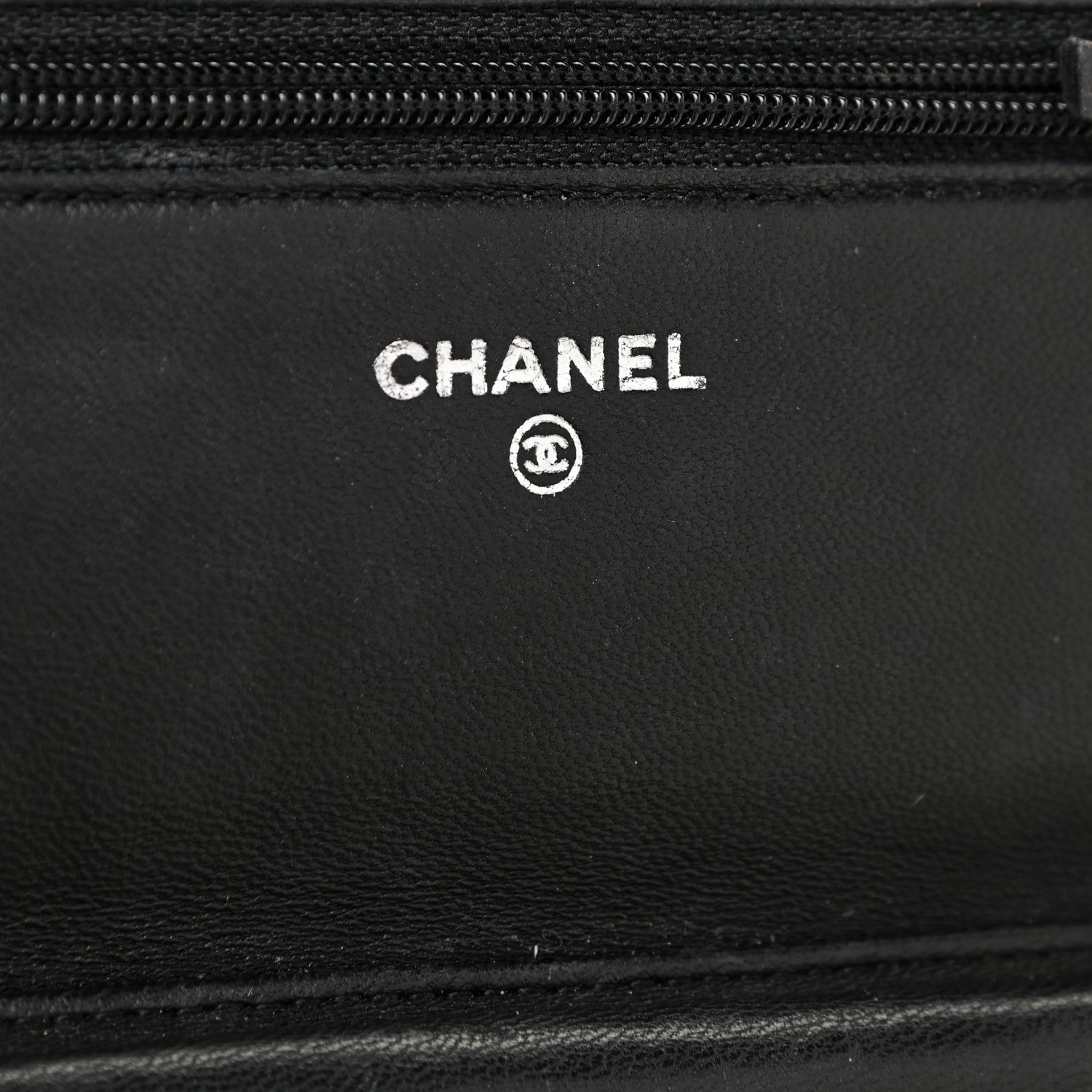 Chanel Lambskin Camellia Embossed Wallet on Chain WOC Black 6 of 17
