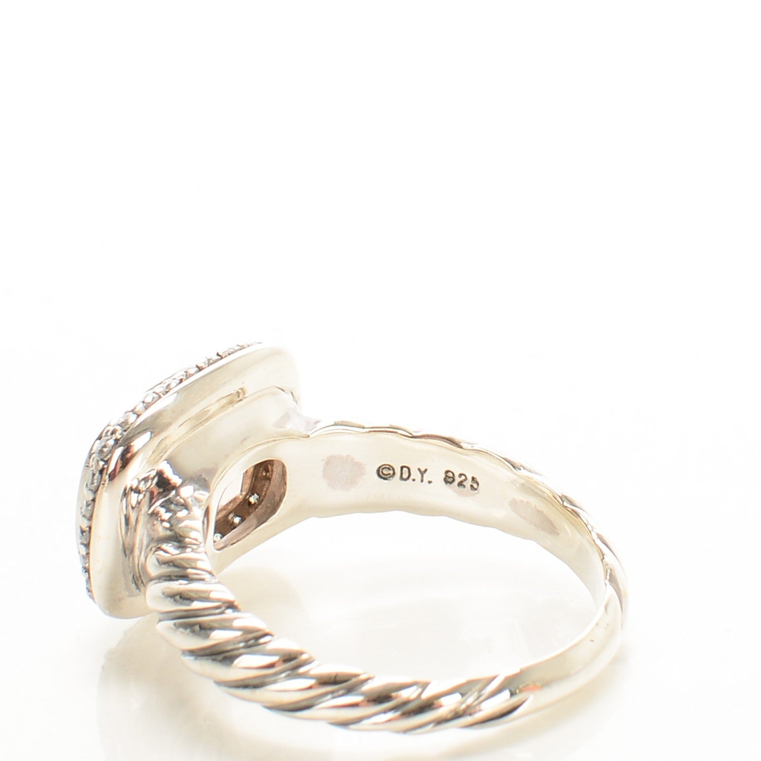 David Yurman Sterling Silver Diamond Morganite 10mm Noblesse Ring 52 6 3 of 4