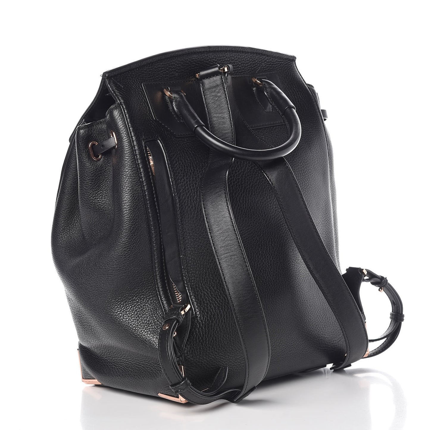 Pebbled Calfskin Prisma Skeletal Backpack Black Rose Gold Hardware