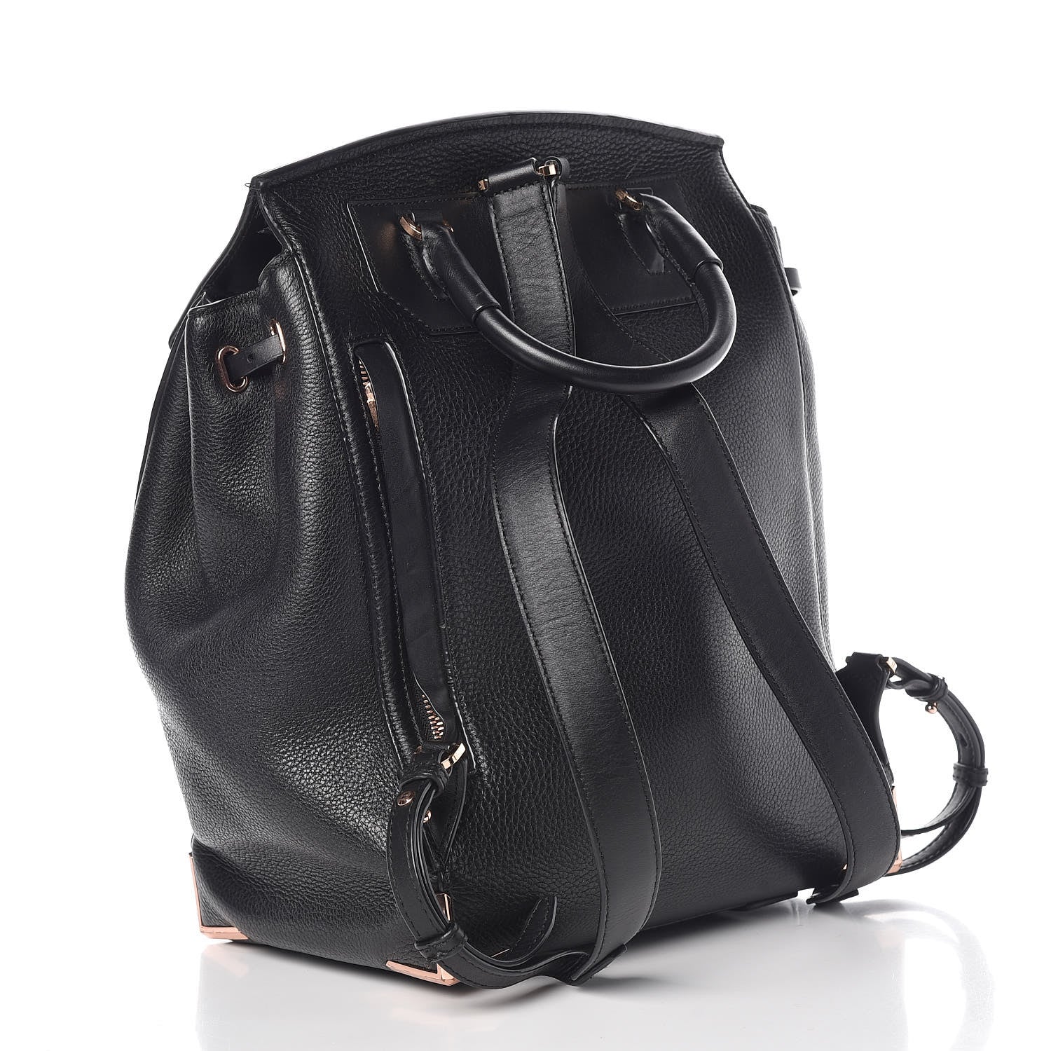 Alexander Wang Pebbled Calfskin Prisma Skeletal Backpack Black Rose Gold Hardware 3 of 14