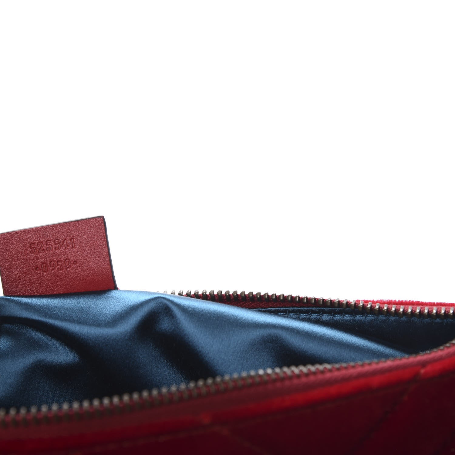 Gucci Velvet Matelasse GG Marmont Zip Pouch Hibiscus Red 9 of 10