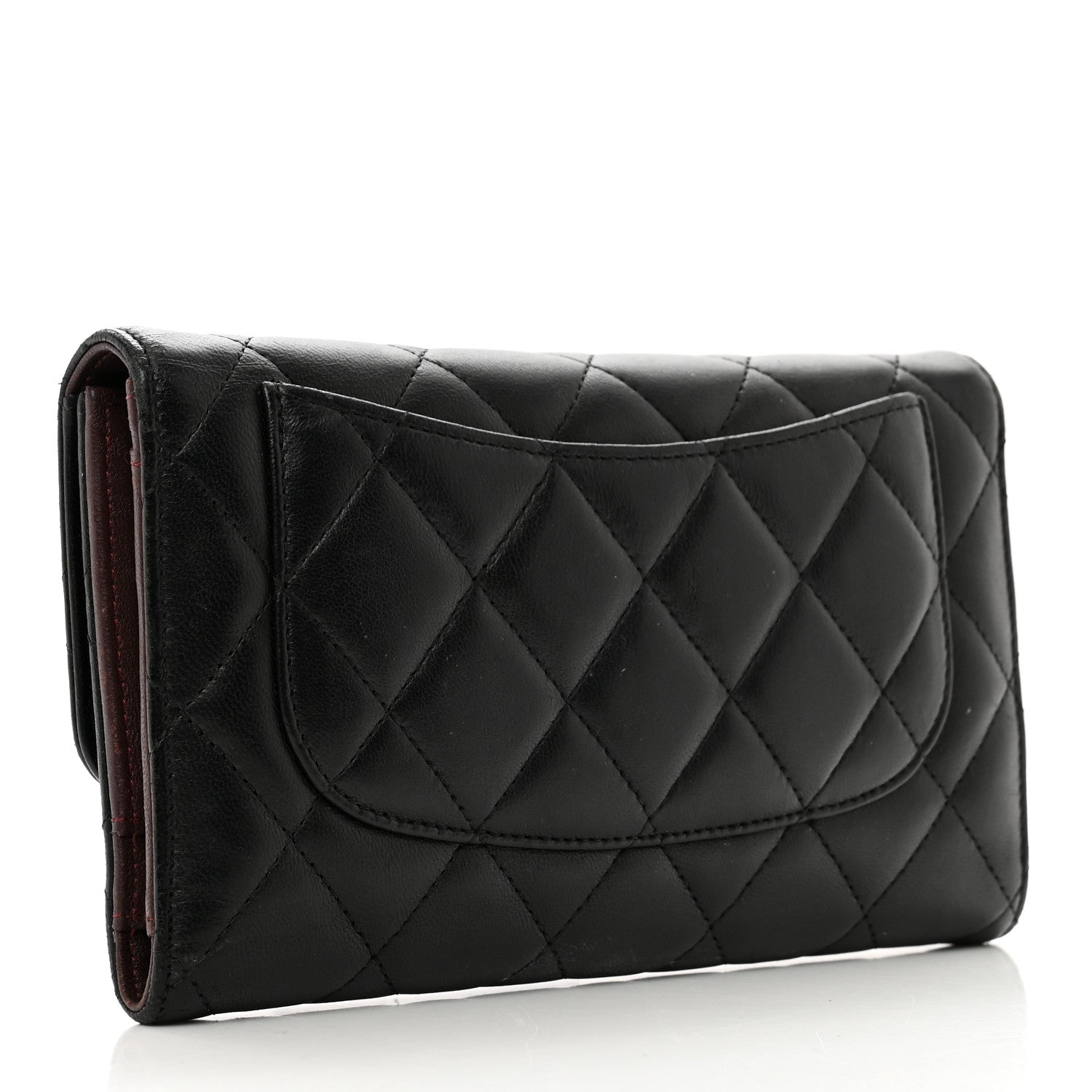 Chanel Lambskin Quilted Large Gusset Flap Wallet Black 3 of 11