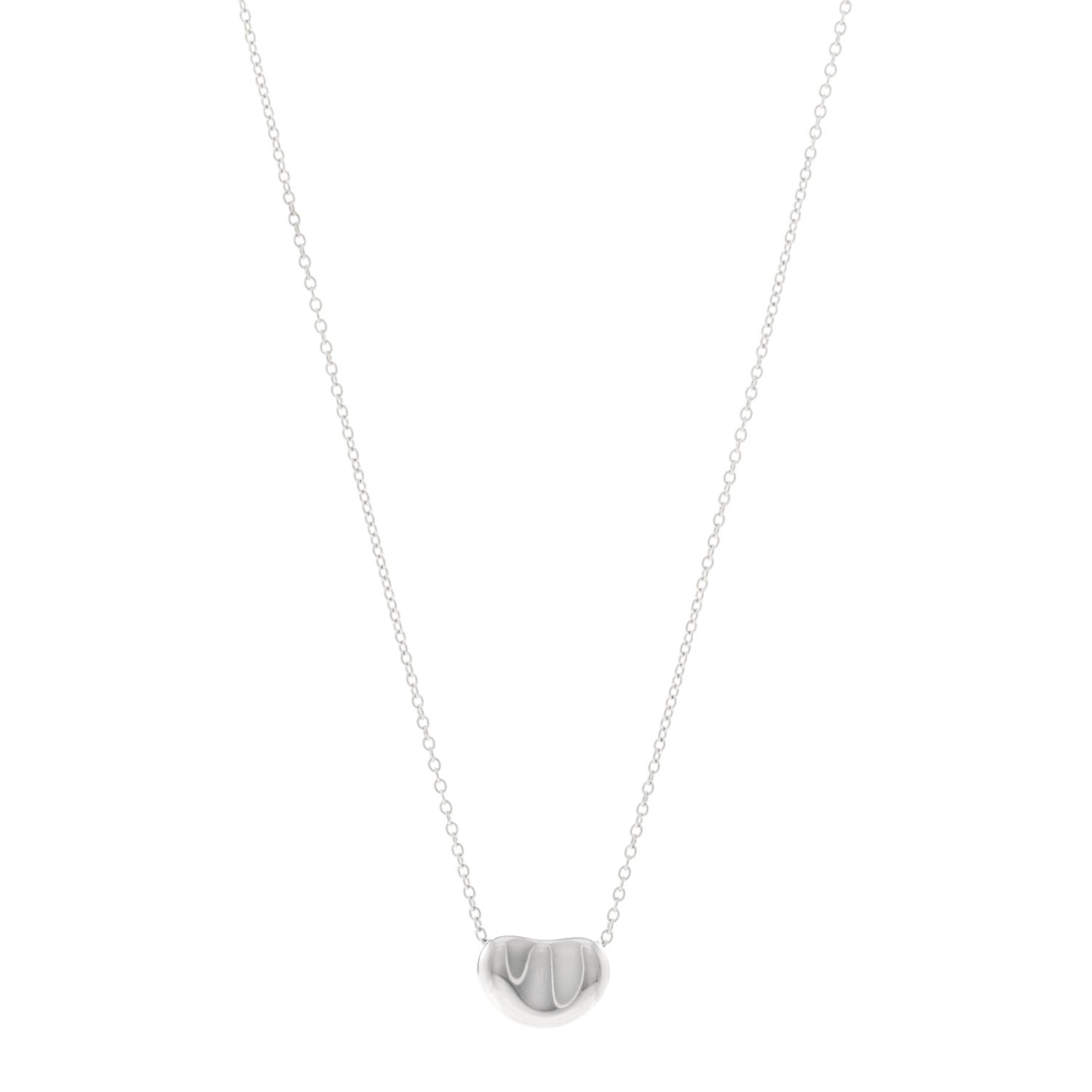 Tiffany Sterling Silver 11mm Elsa Peretti Bean Pendant Necklace 1 of 5
